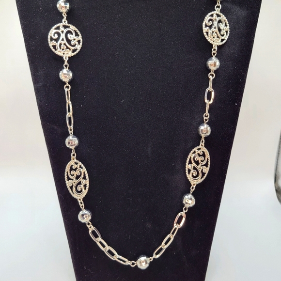 Jules B Jewelry - Jules B | Filigree Medallions Disco Balls Silvertone Necklace